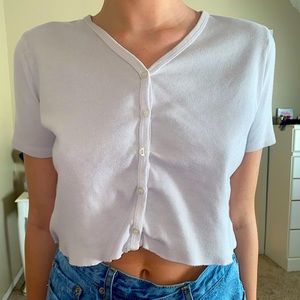 Brandy Melville white button up crop top